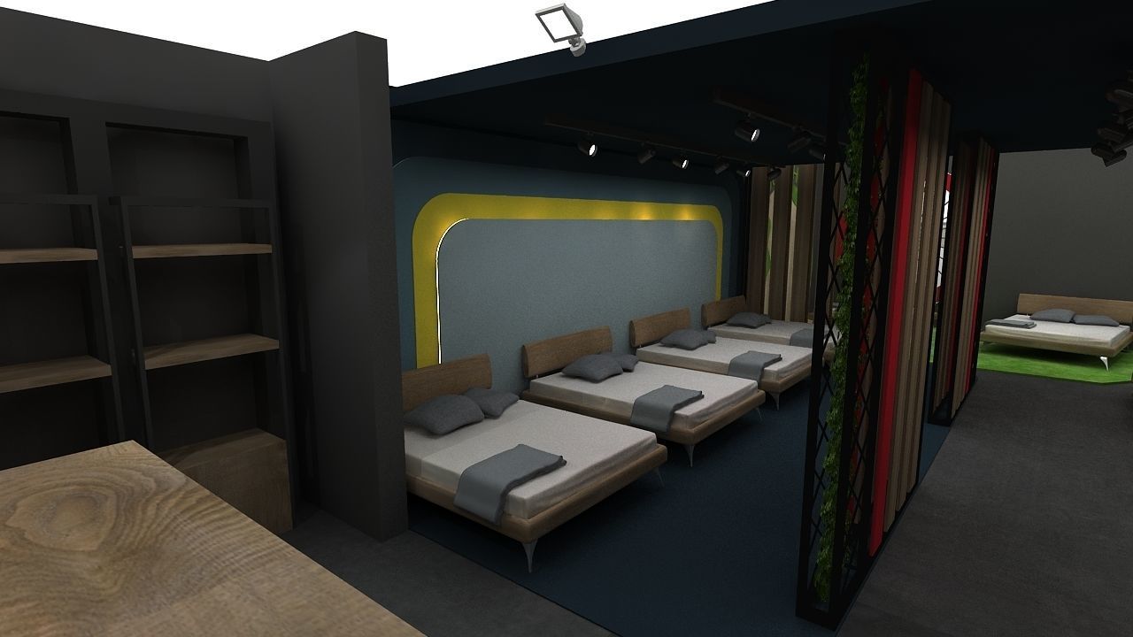 Booth Exhibition Stand 2 Side Open  Stall 14x13m Height 400 cm 3D model_1