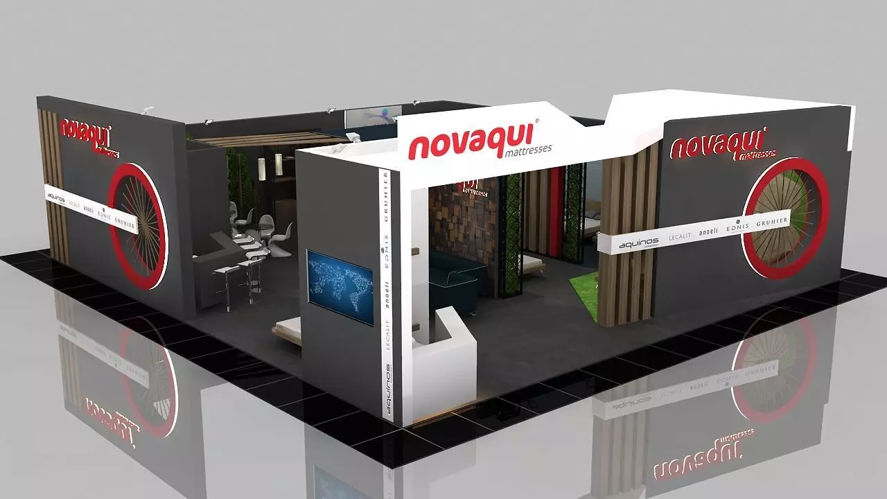 Booth Exhibition Stand 2 Side Open  Stall 14x13m Height 400 cm 3D model_0