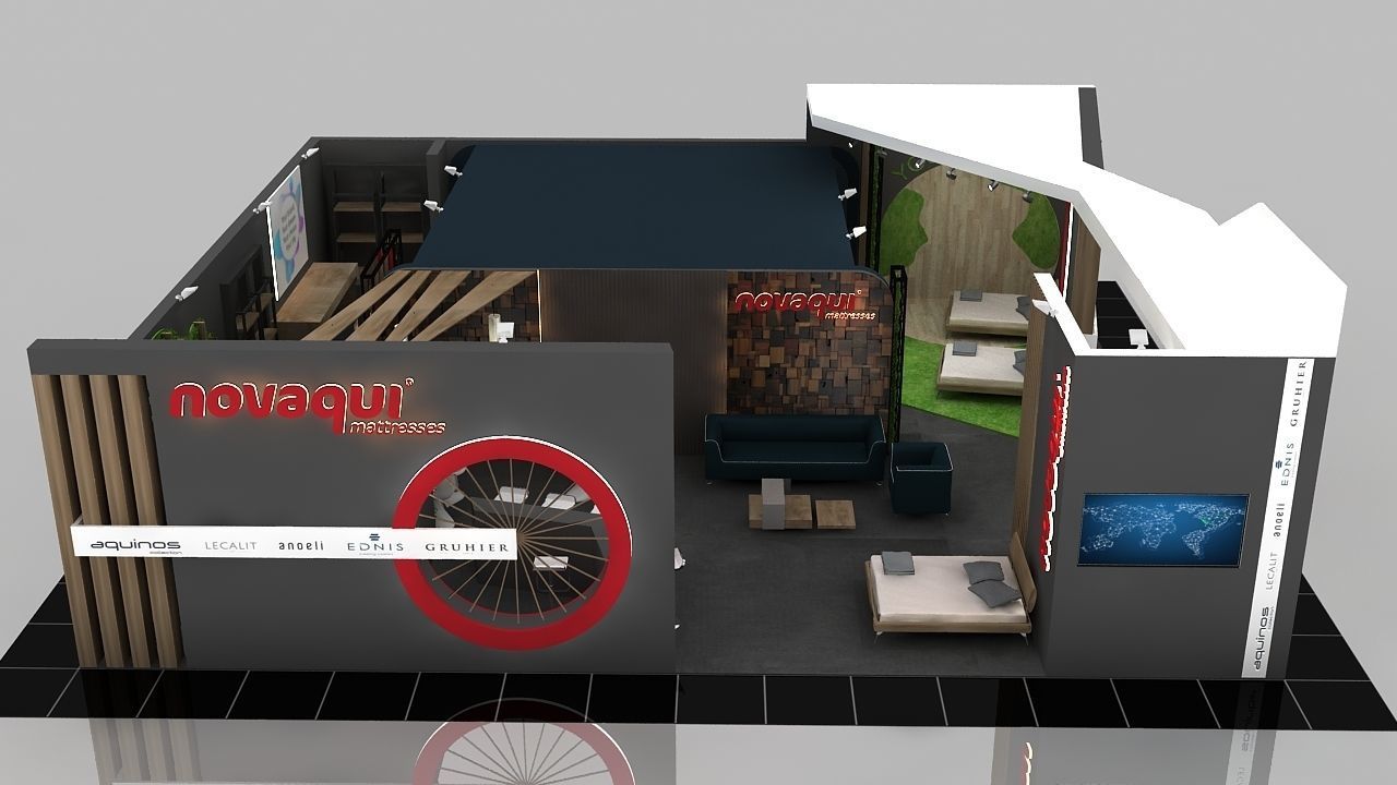 Booth Exhibition Stand 2 Side Open  Stall 14x13m Height 400 cm 3D model_10