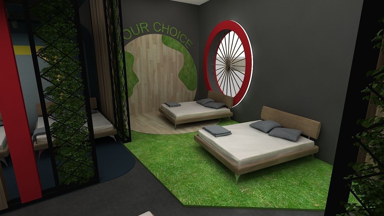 Booth Exhibition Stand 2 Side Open  Stall 14x13m Height 400 cm 3D model_4