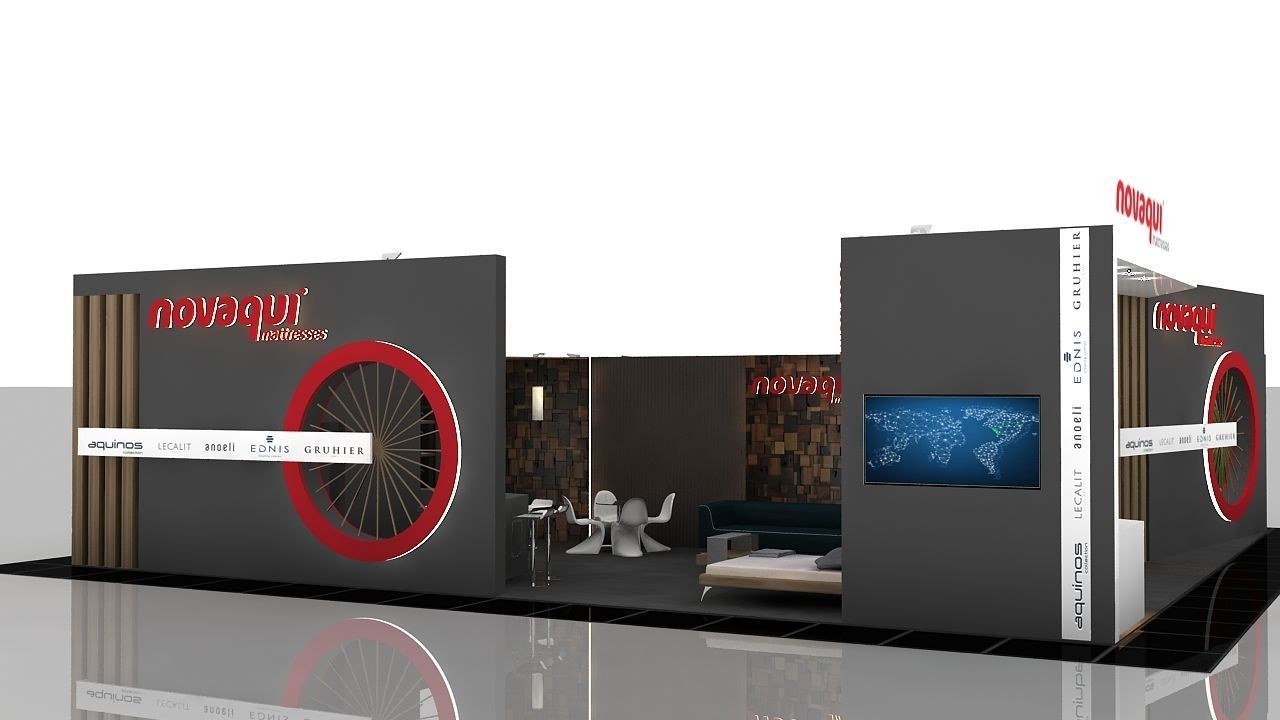 Booth Exhibition Stand 2 Side Open  Stall 14x13m Height 400 cm 3D model_11