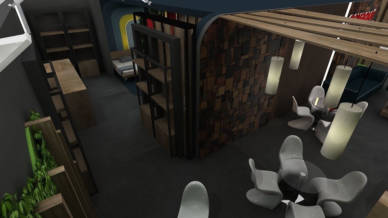 Booth Exhibition Stand 2 Side Open  Stall 14x13m Height 400 cm 3D model_2