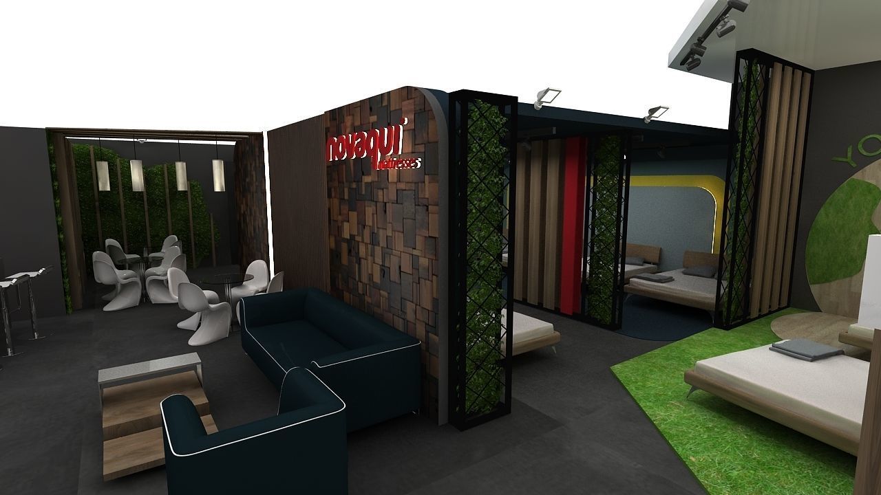 Booth Exhibition Stand 2 Side Open  Stall 14x13m Height 400 cm 3D model_6