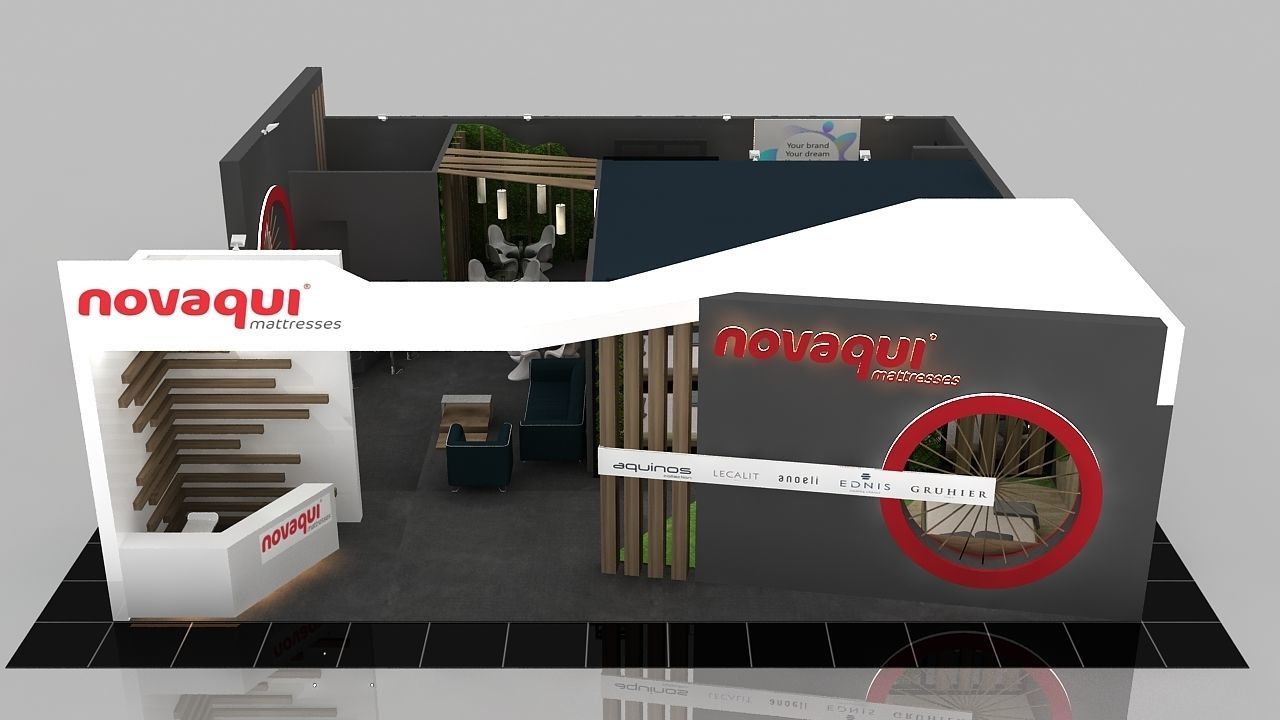Booth Exhibition Stand 2 Side Open  Stall 14x13m Height 400 cm 3D model_9