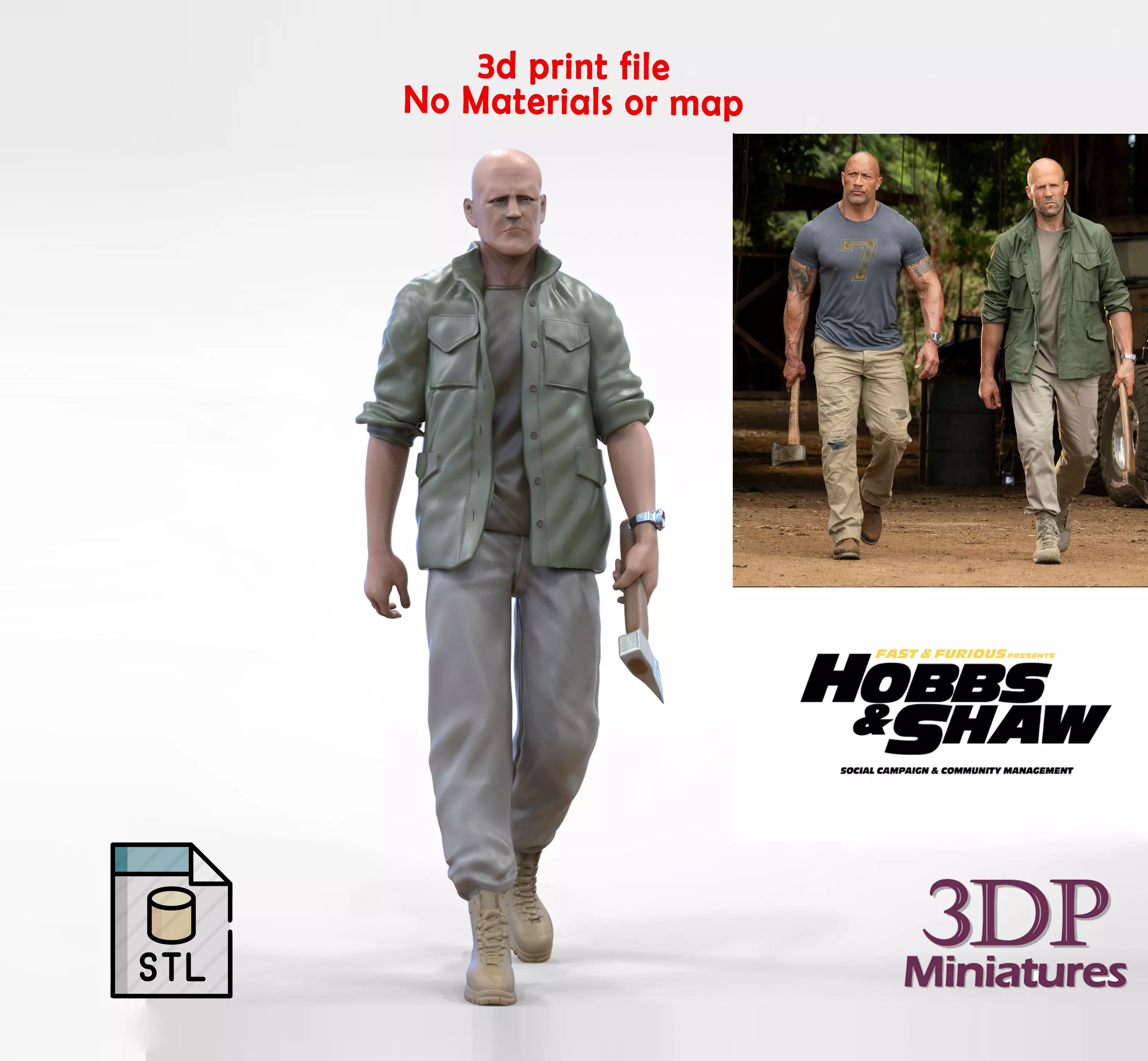 N8 F9 Deckard Shaw Jason Statham in Hobbs and Shaw 3D print model_0