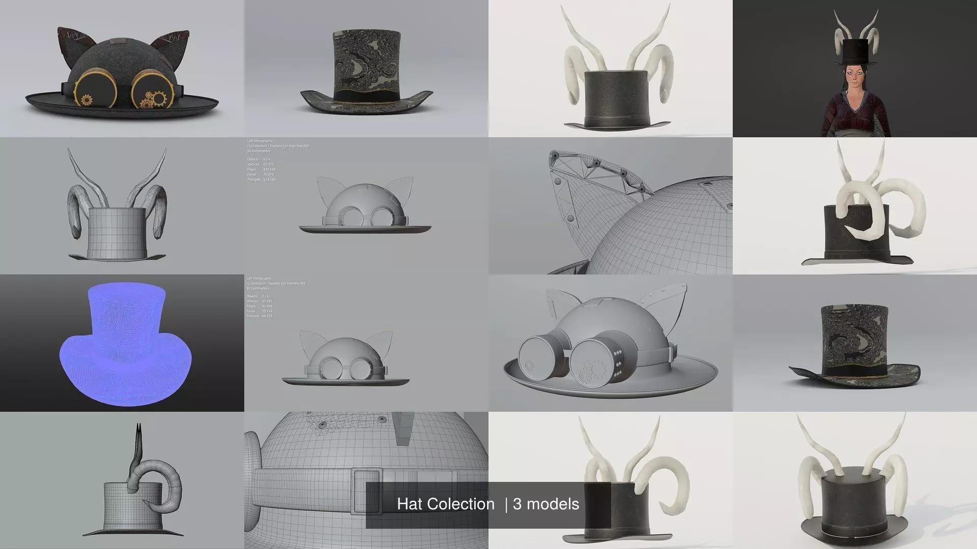 Hat Colection  3D Model Collection_0
