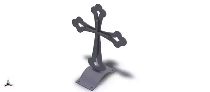 Christian cross with profile 3D model