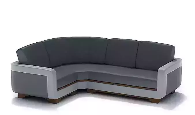 Modern L Shaped Black Leather Couch