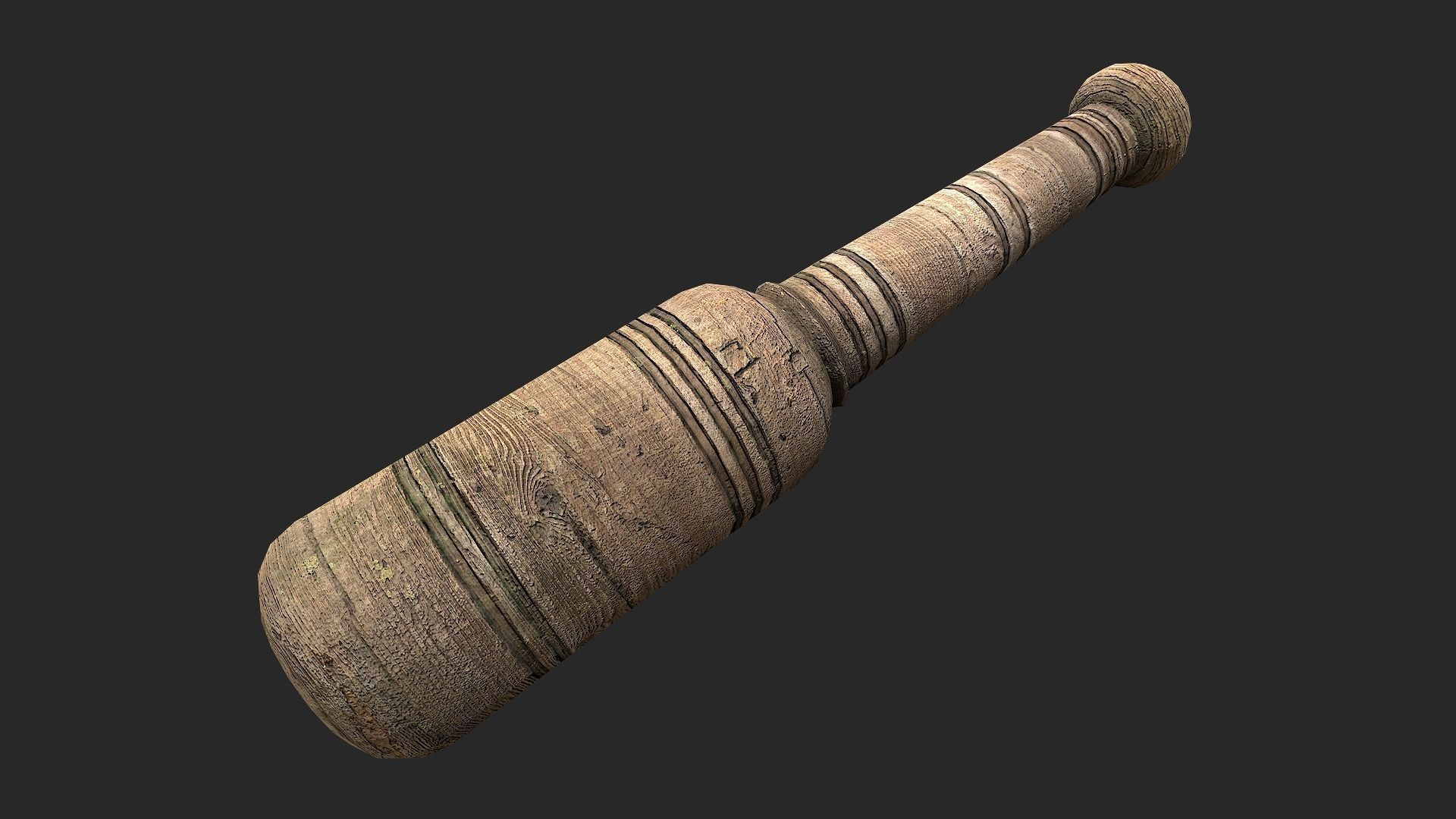 Wooden Mortar and pestle Low-poly 3D model_11