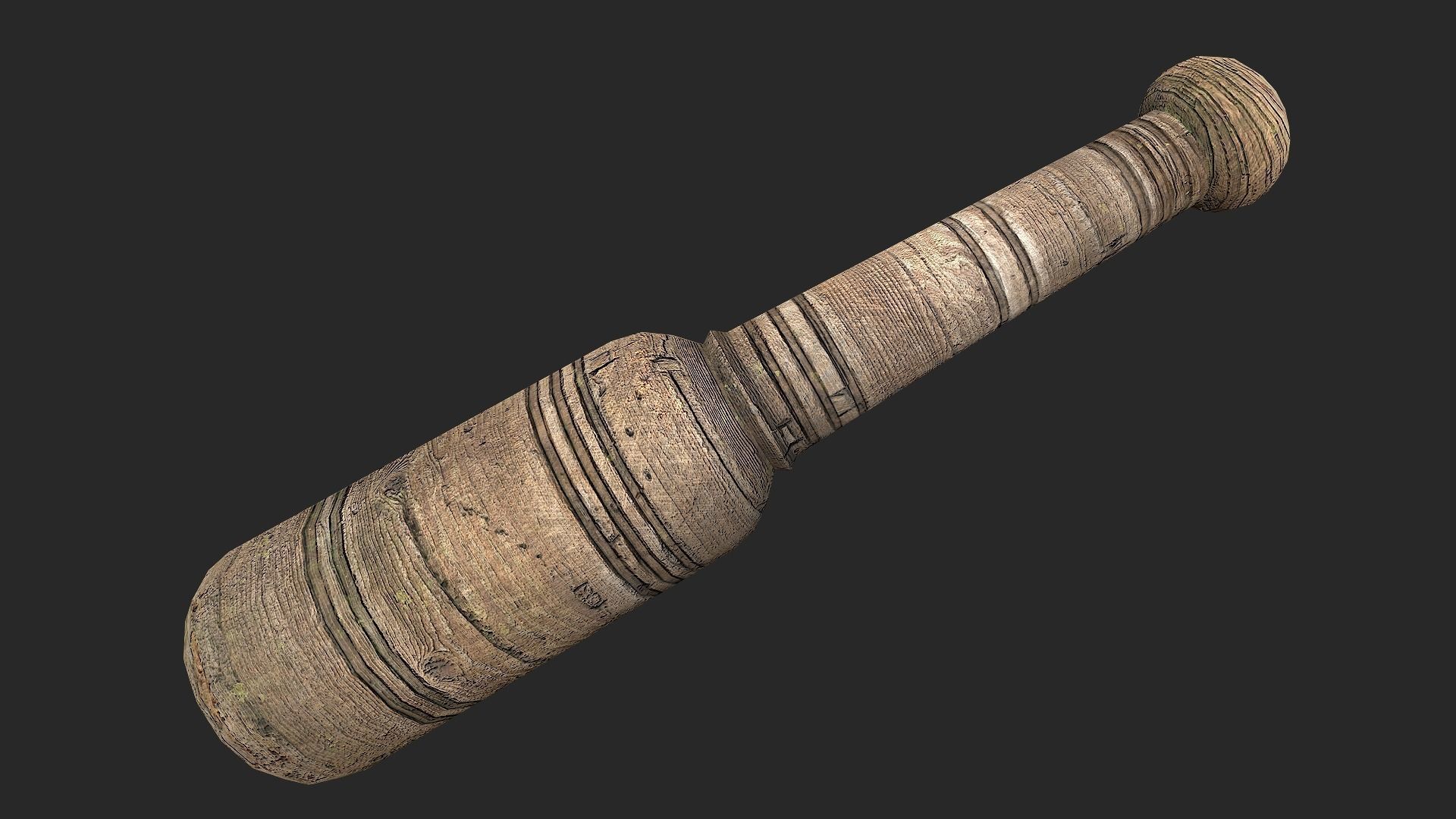 Wooden Mortar and pestle Low-poly 3D model_16