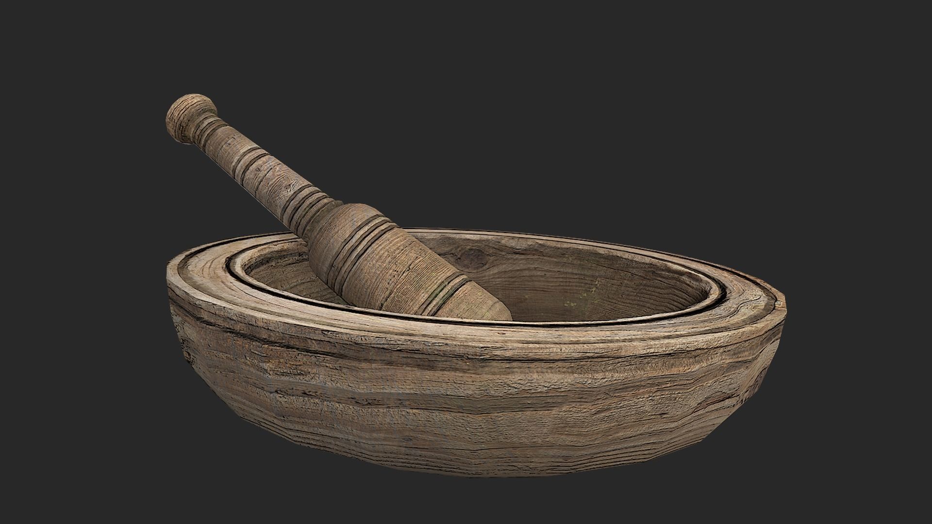 Wooden Mortar and pestle Low-poly 3D model_19