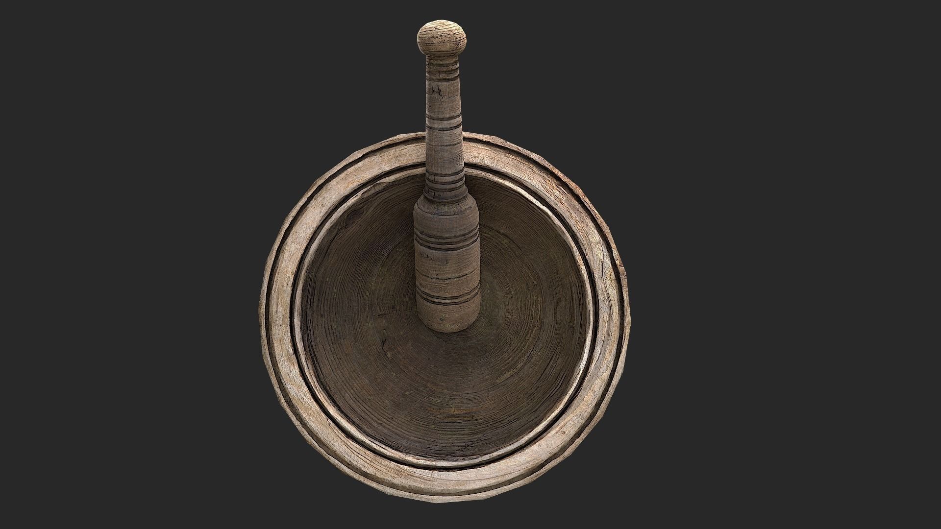 Wooden Mortar and pestle Low-poly 3D model_20