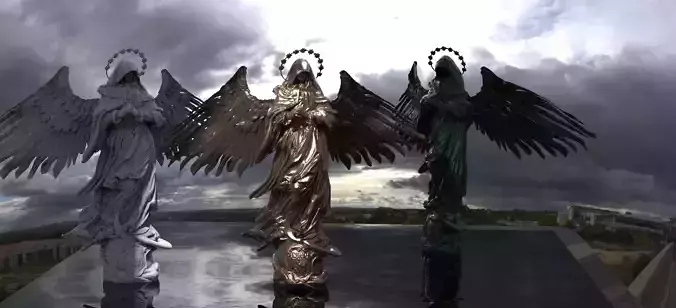 Hooded Angel of mercy winged 