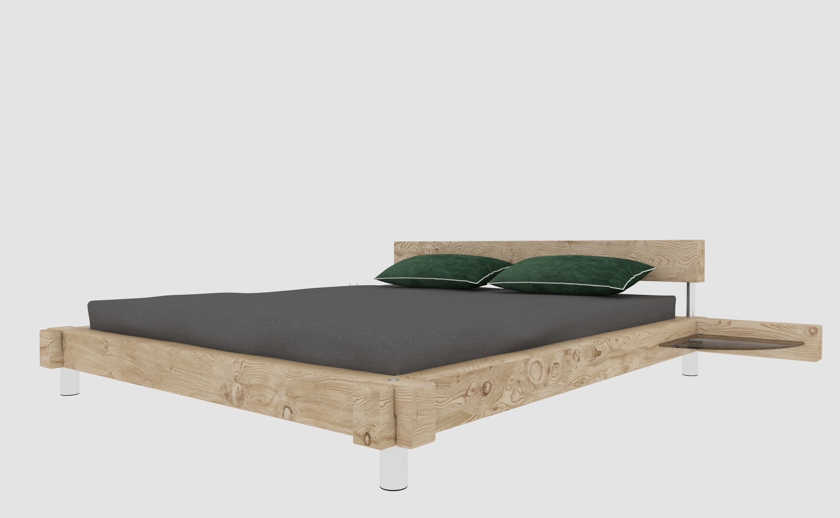 Solid Wood Frame Bed 3D Model - Light Coloured Wood- Game Ready Low-poly 3D model_2