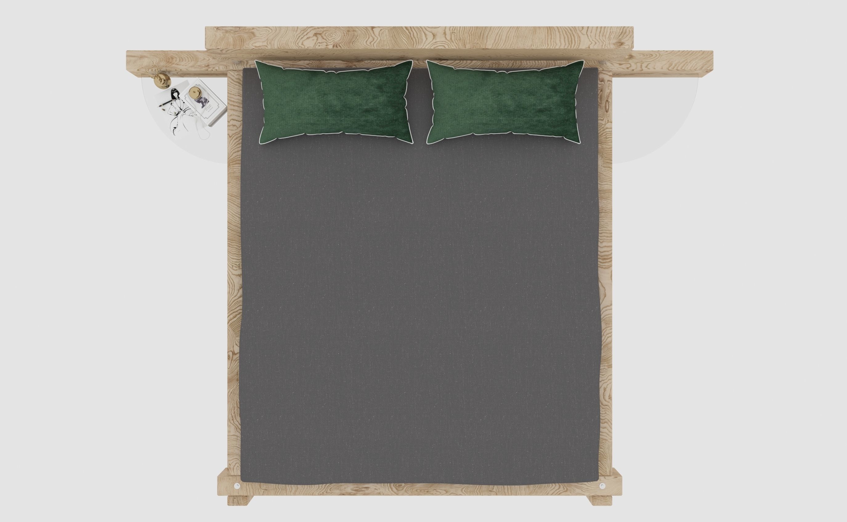 Solid Wood Frame Bed 3D Model - Light Coloured Wood- Game Ready Low-poly 3D model_3