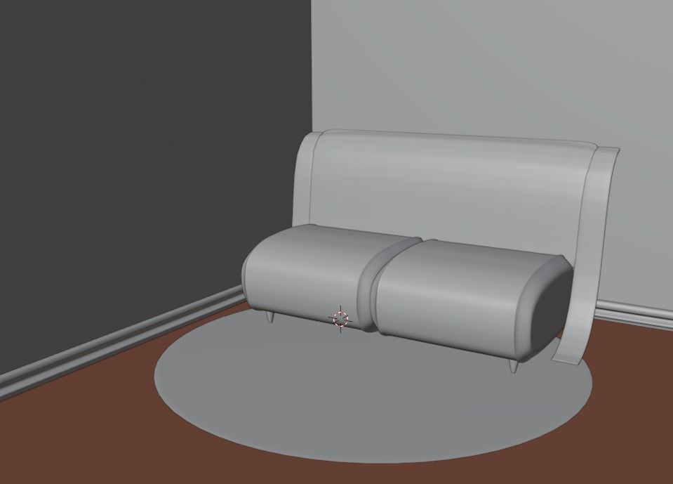 Couch sofa with wooden legs 3D model_1