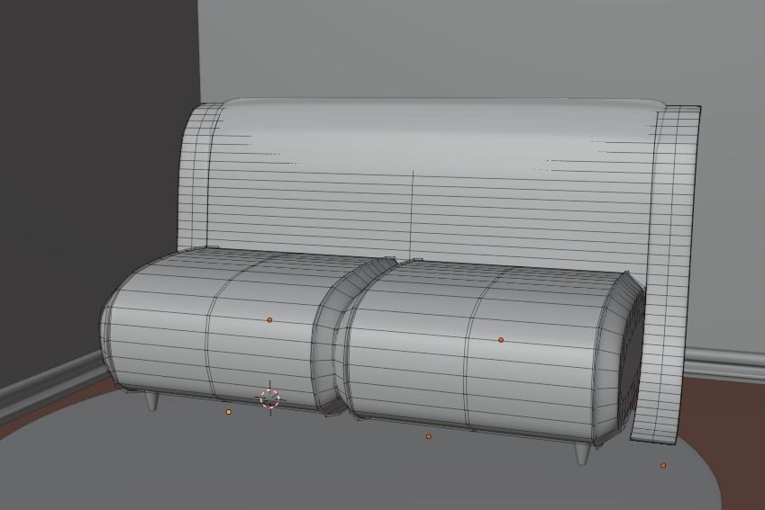 Couch sofa with wooden legs 3D model_2
