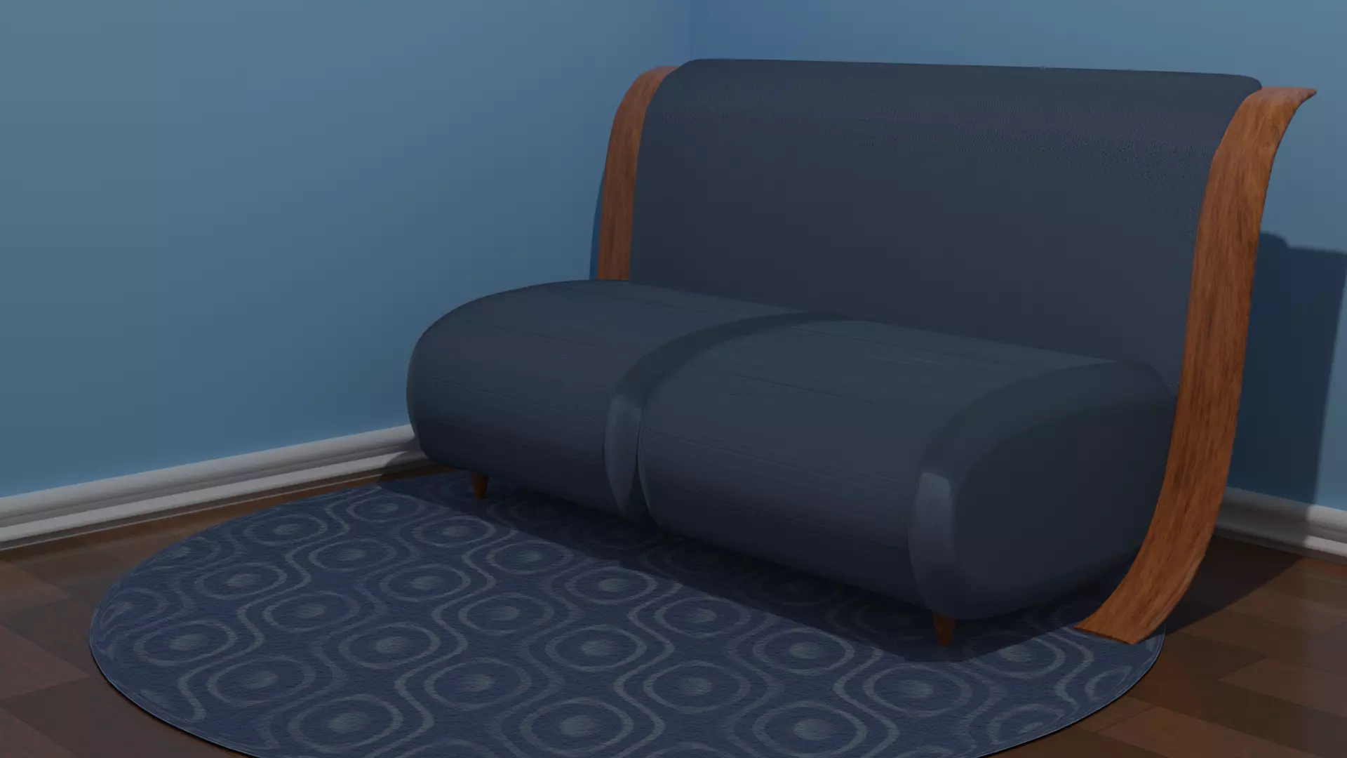 Couch sofa with wooden legs 3D model_0