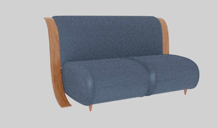 Couch sofa with wooden legs 3D model_3