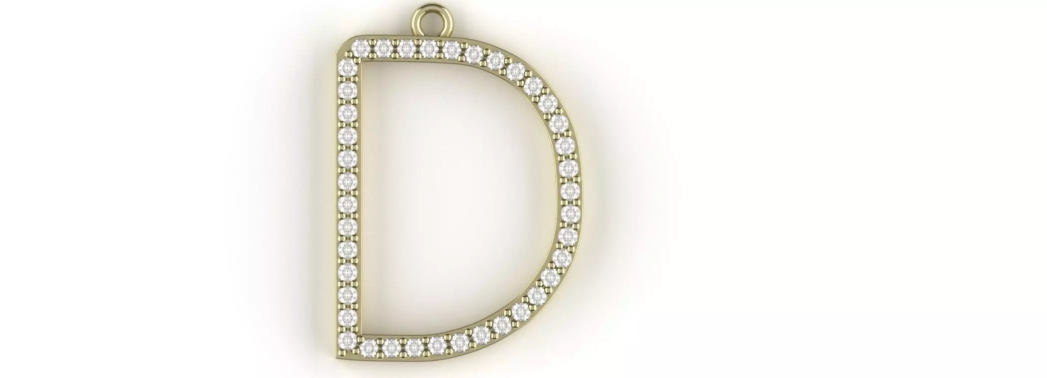 Letter D Diamond Pendant Gold Silver Platinum Luxury Jewelry 3D print model