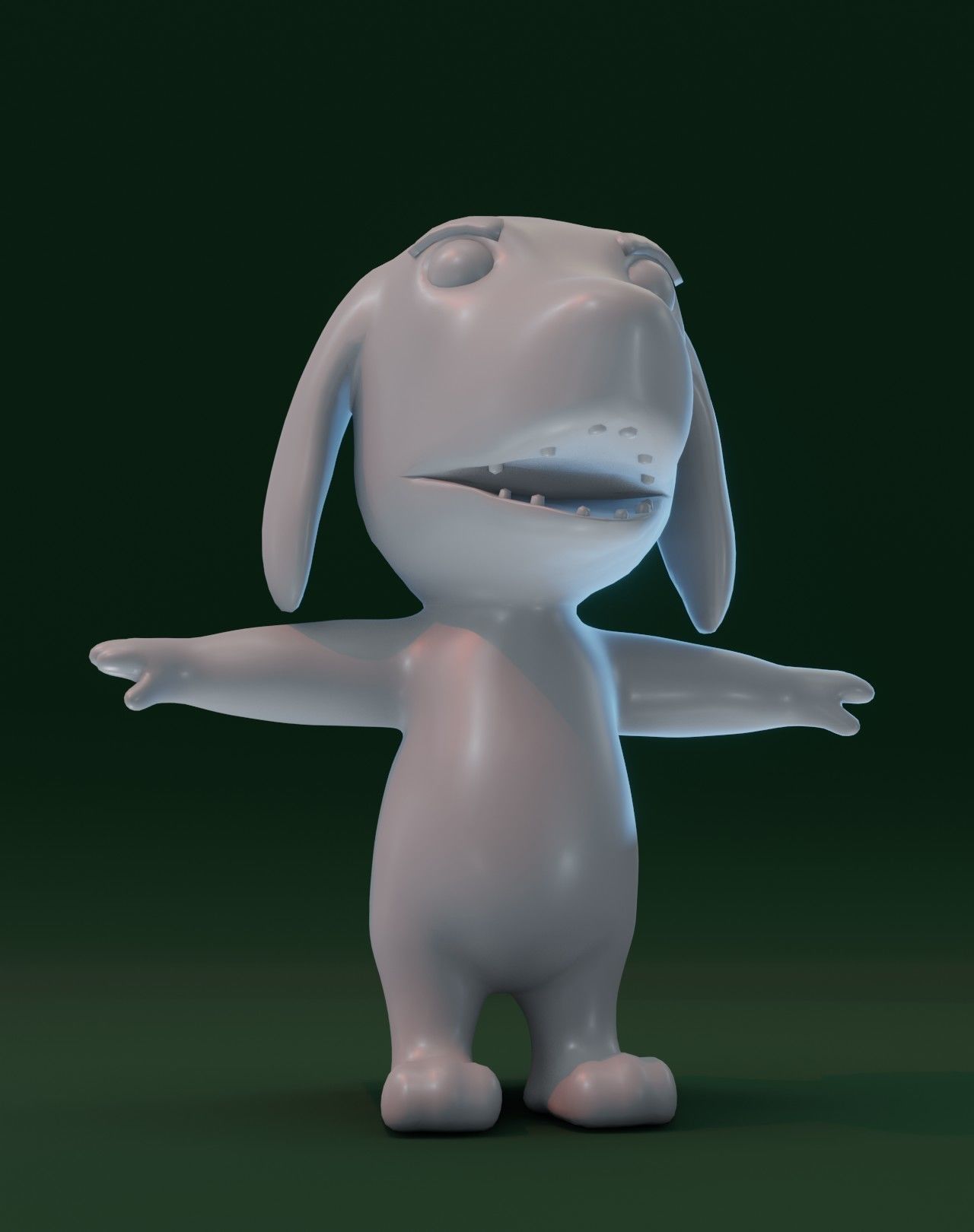 Cartoon Hound Dog Rigged Base Mesh 3D Model Low-poly 3D model_10