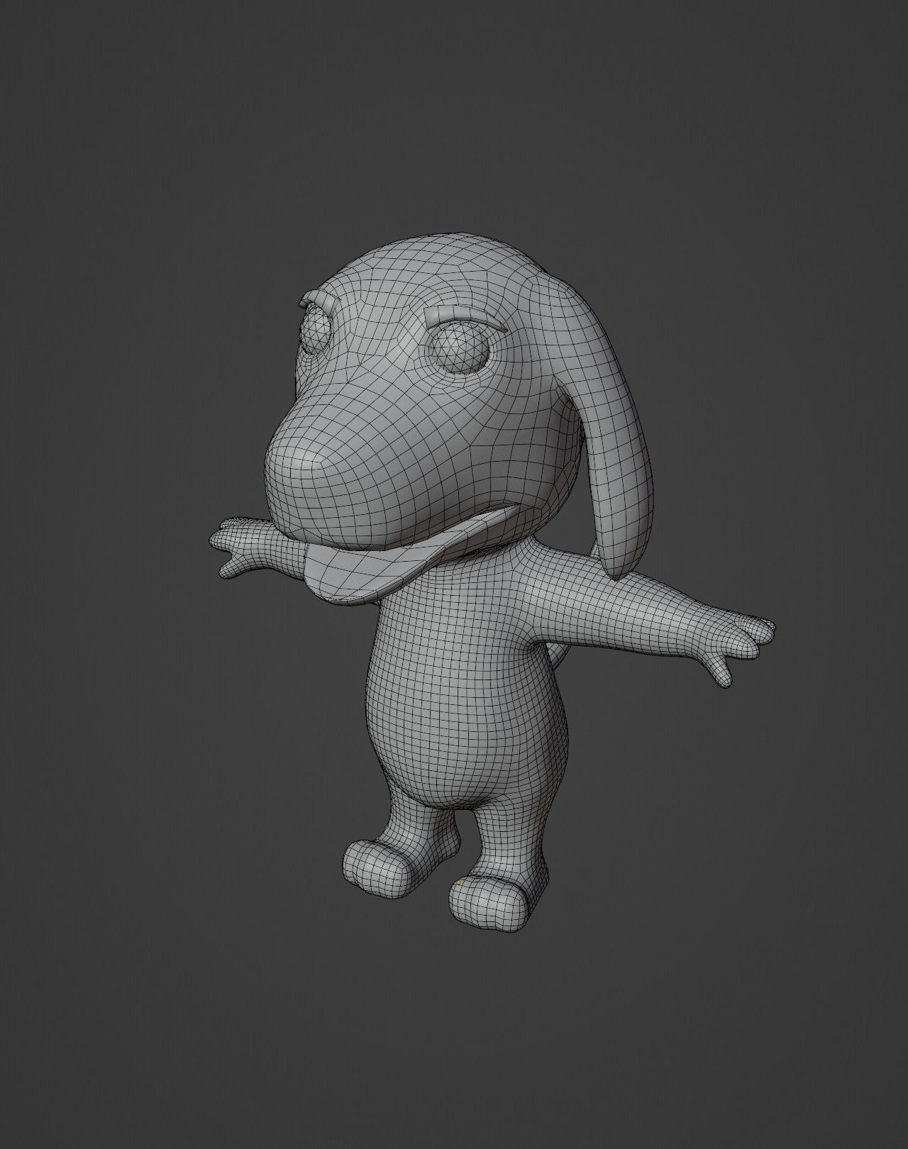 Cartoon Hound Dog Rigged Base Mesh 3D Model Low-poly 3D model_2