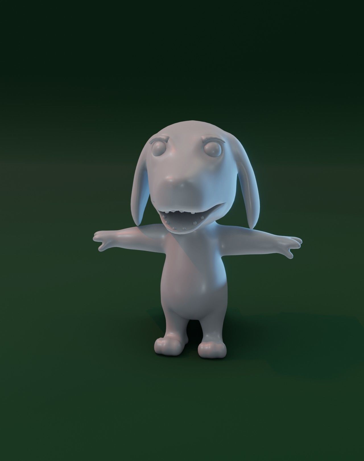 Cartoon Hound Dog Rigged Base Mesh 3D Model Low-poly 3D model_6