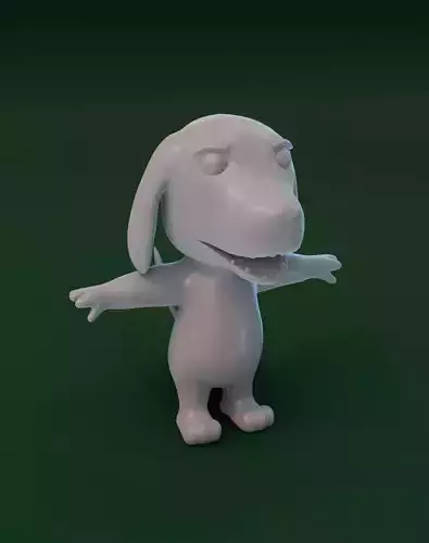 Cartoon Hound Dog Rigged Base Mesh 3D Model Low-poly 3D model