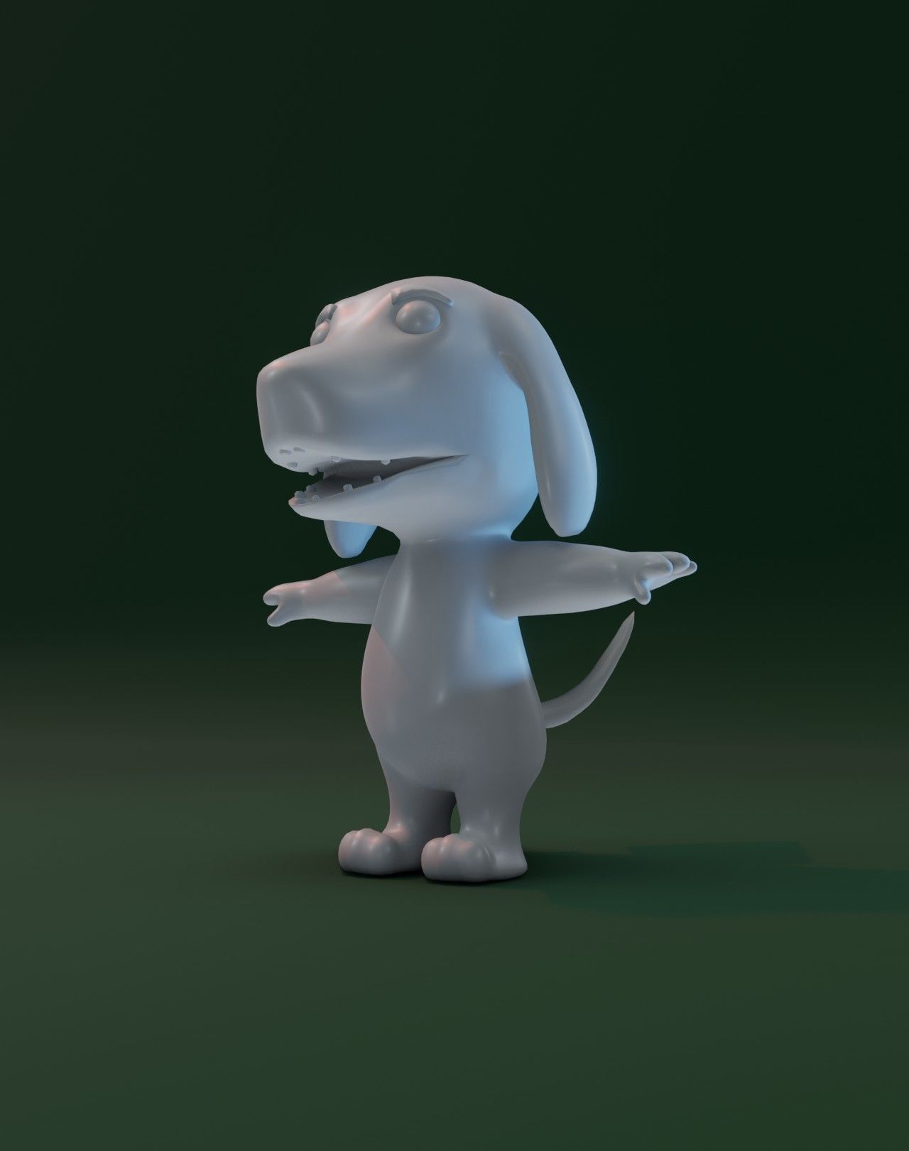 Cartoon Hound Dog Rigged Base Mesh 3D Model Low-poly 3D model_20