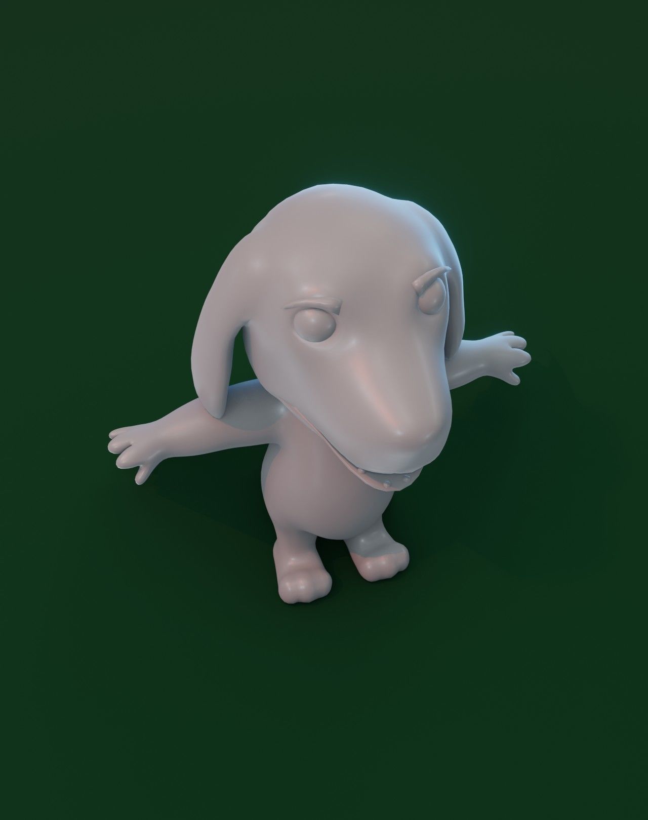 Cartoon Hound Dog Rigged Base Mesh 3D Model Low-poly 3D model_13