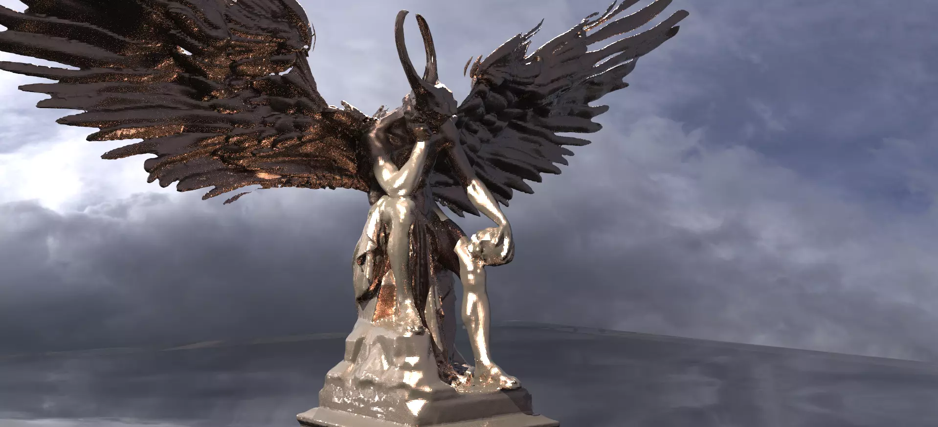 Satan holding Scull 3D model_0