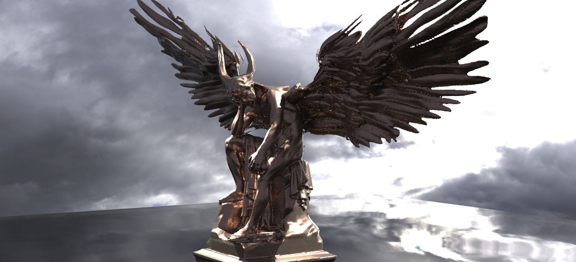 Satan holding Scull 3D model_2