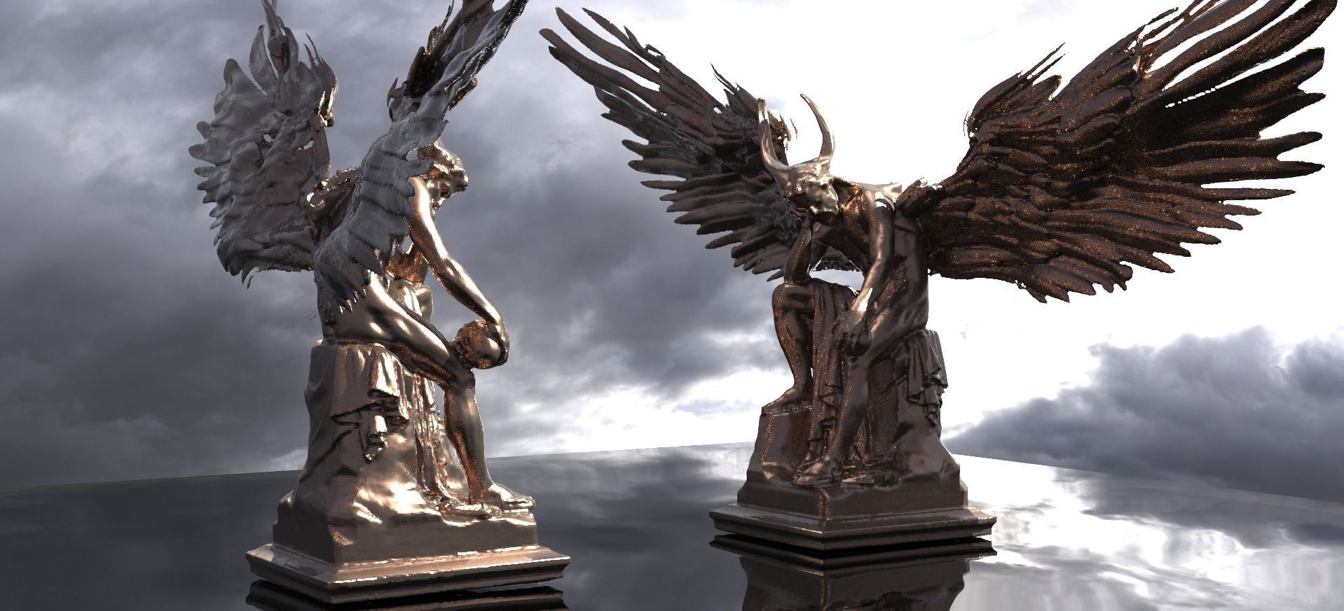 Lucifer Lord of Dark Light Statues 3D model_1