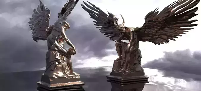 Lucifer Lord of Dark Light Statues