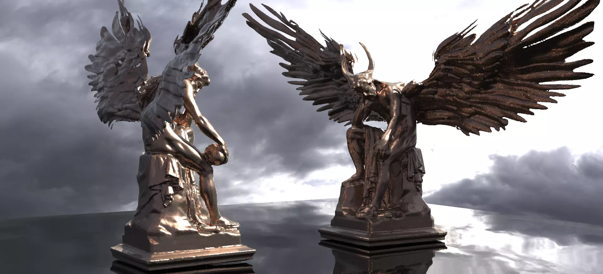 Lucifer Lord of Dark Light Statues 3D model_0