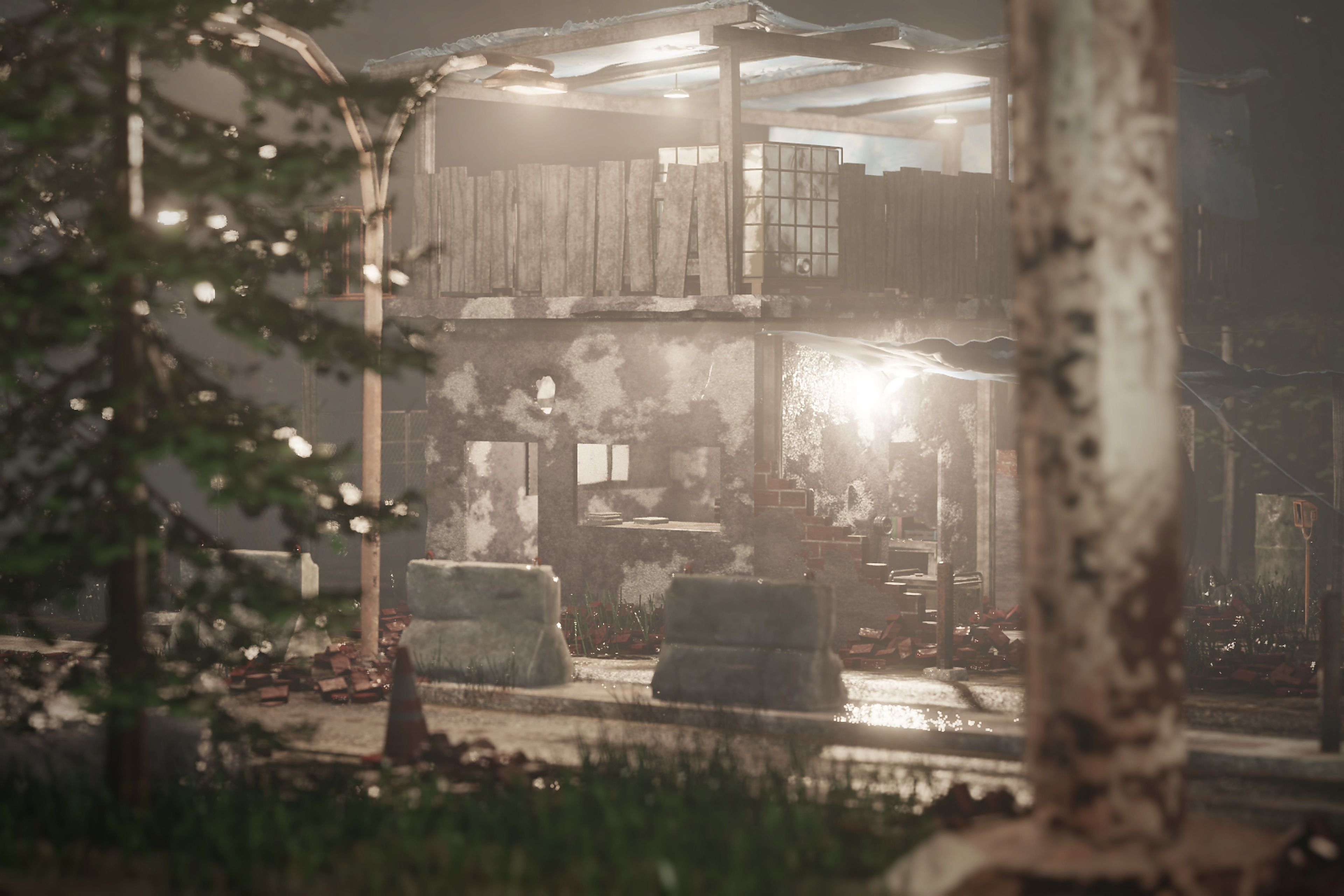 building in the middle of the forest Free 3D model_2