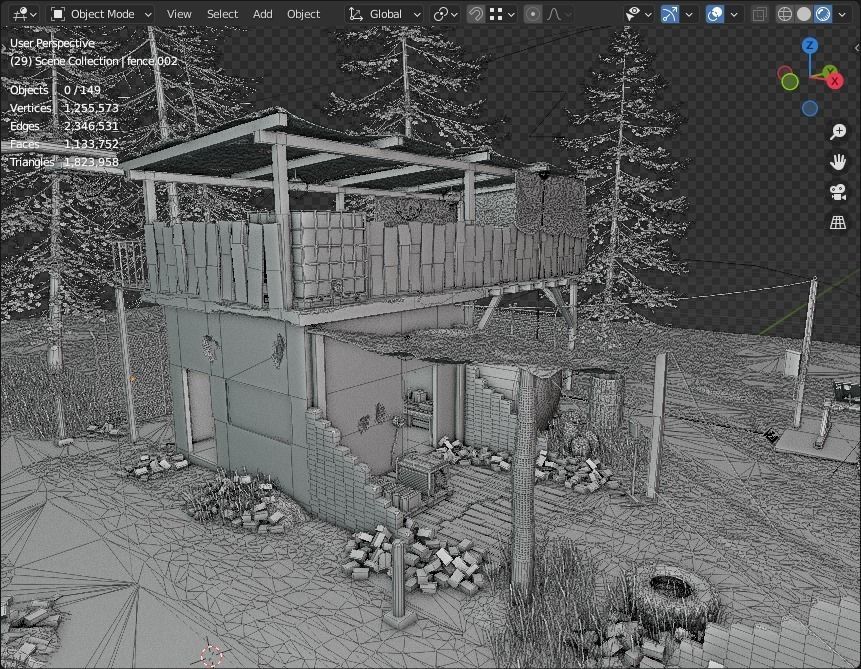 building in the middle of the forest Free 3D model_14