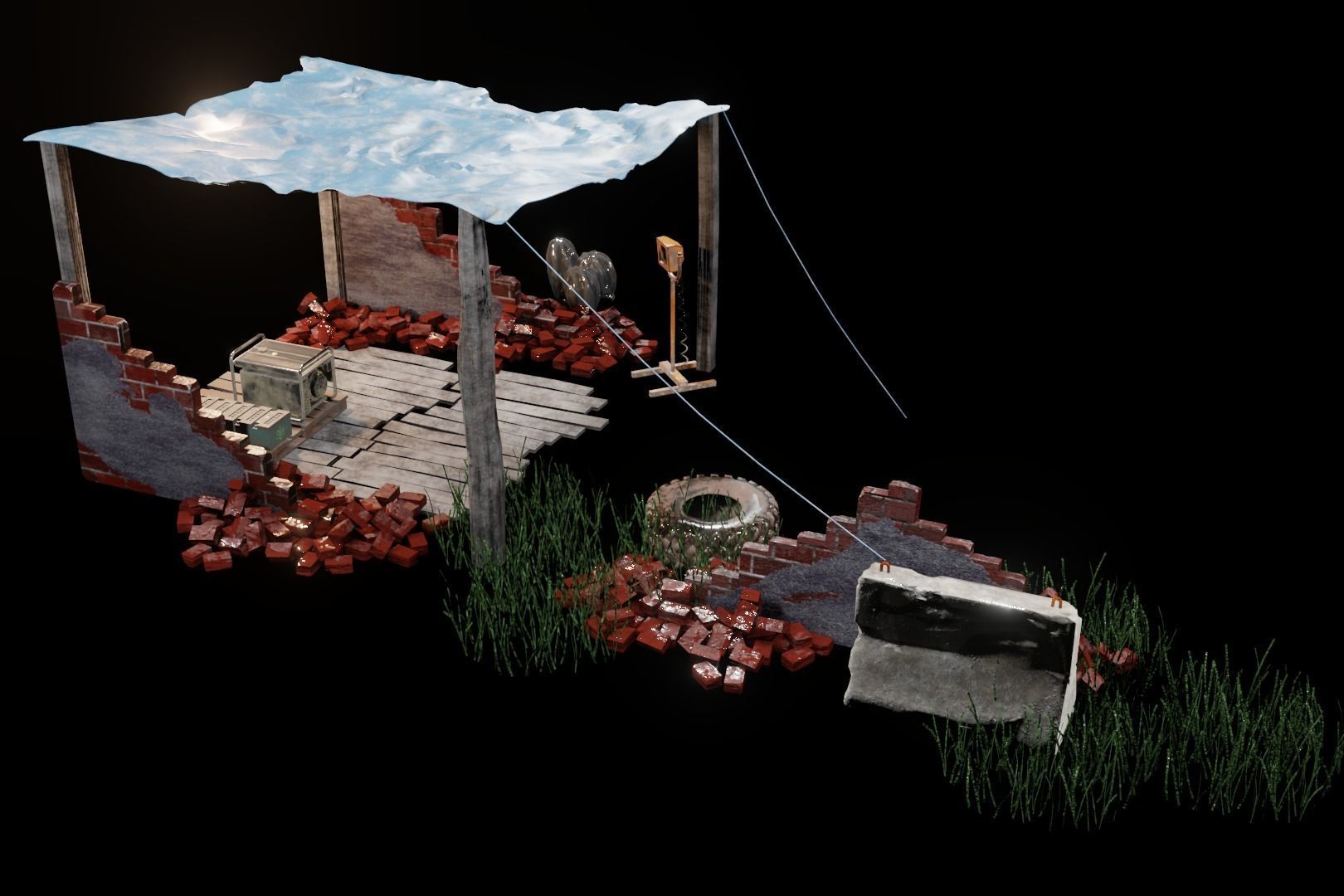 building in the middle of the forest Free 3D model_7