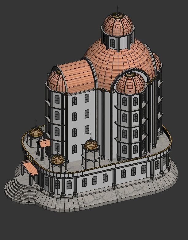CASTLE building with dome on top 3D model_6