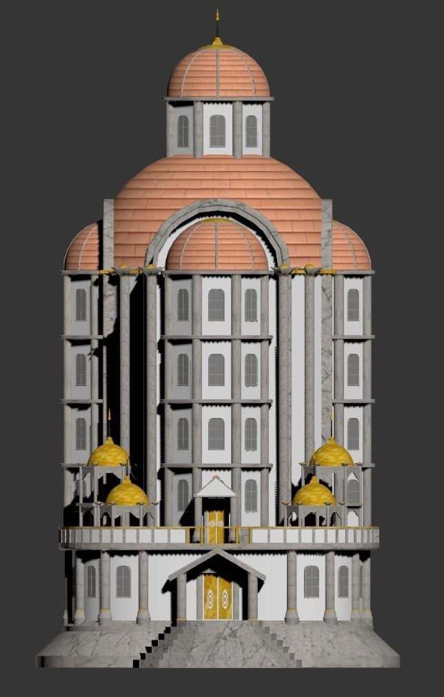 CASTLE building with dome on top 3D model_3