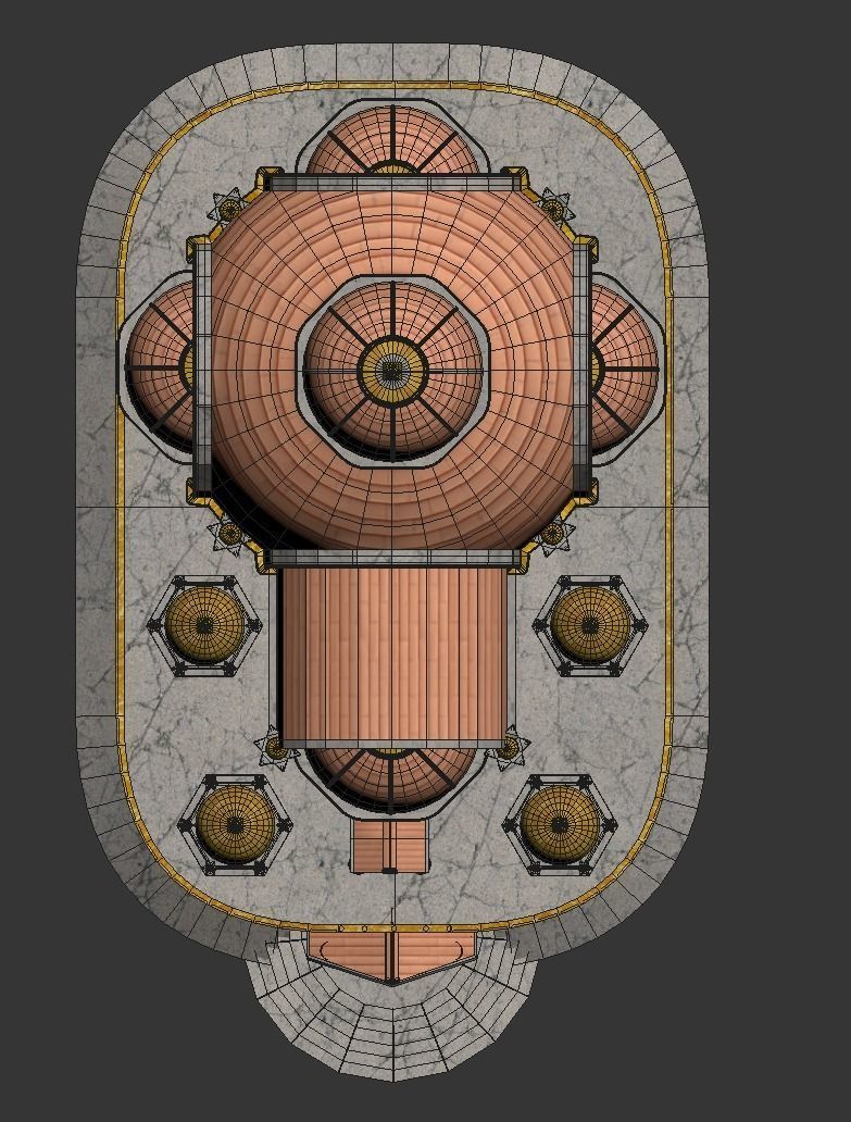 CASTLE building with dome on top 3D model_8