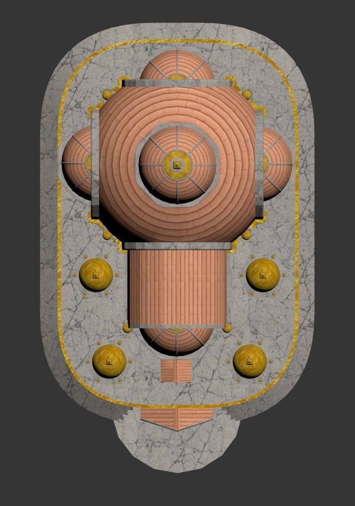 CASTLE building with dome on top 3D model_5