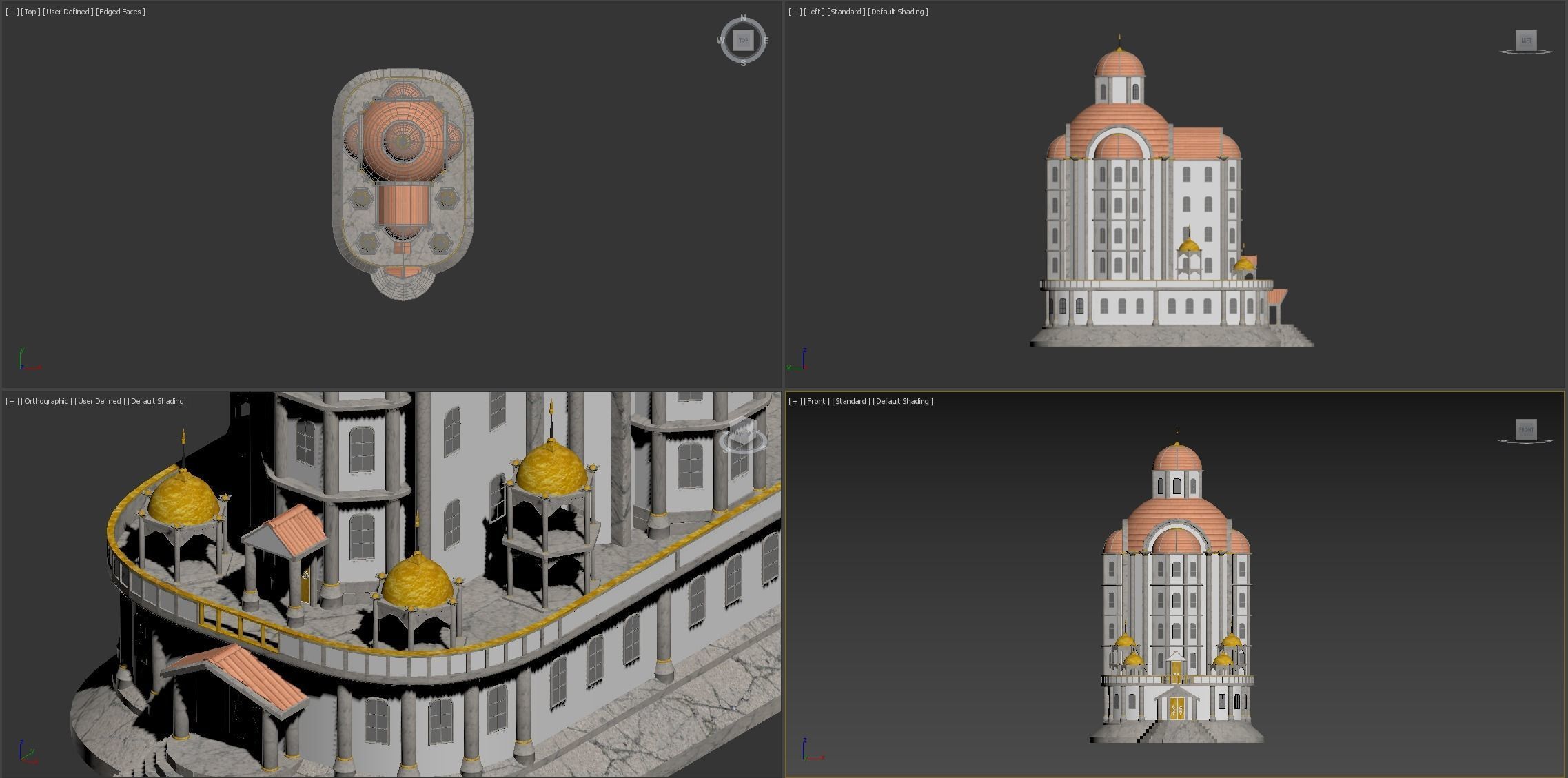 CASTLE building with dome on top 3D model_1