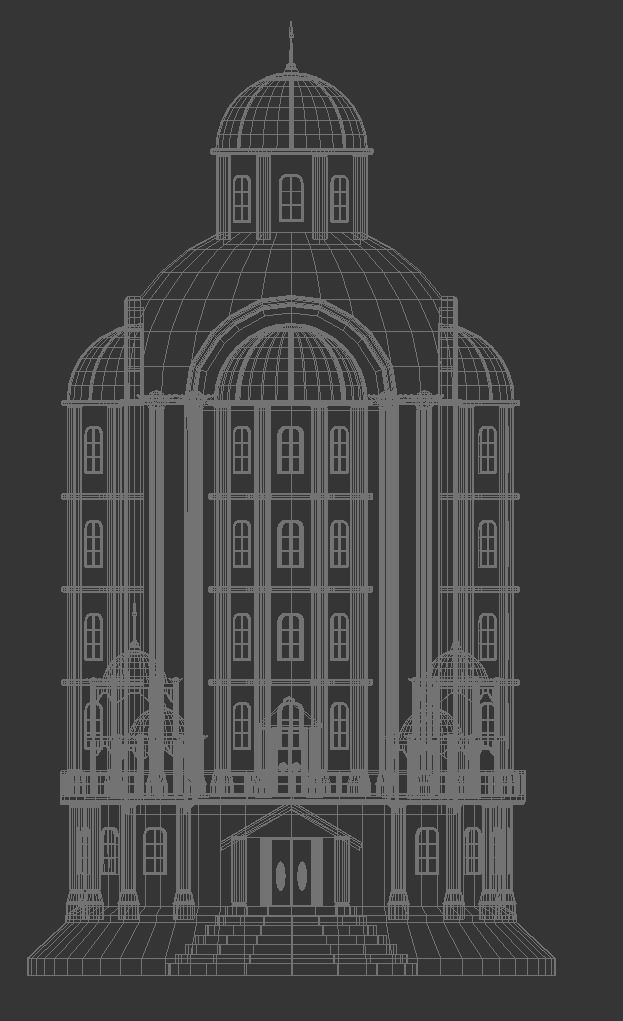CASTLE building with dome on top 3D model_9