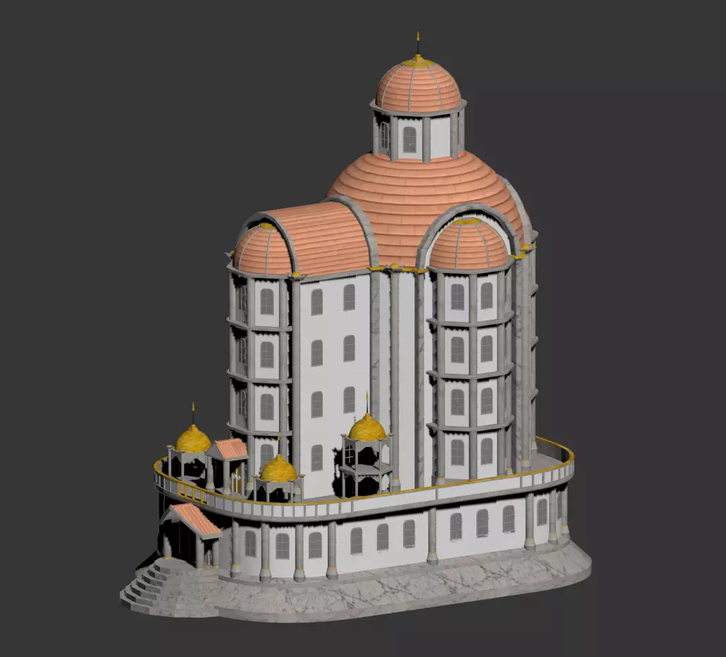 CASTLE building with dome on top 3D model_0