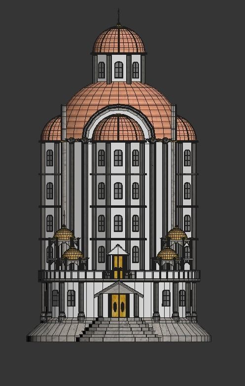 CASTLE building with dome on top 3D model_7