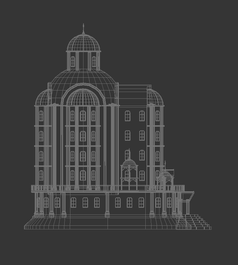CASTLE building with dome on top 3D model_10