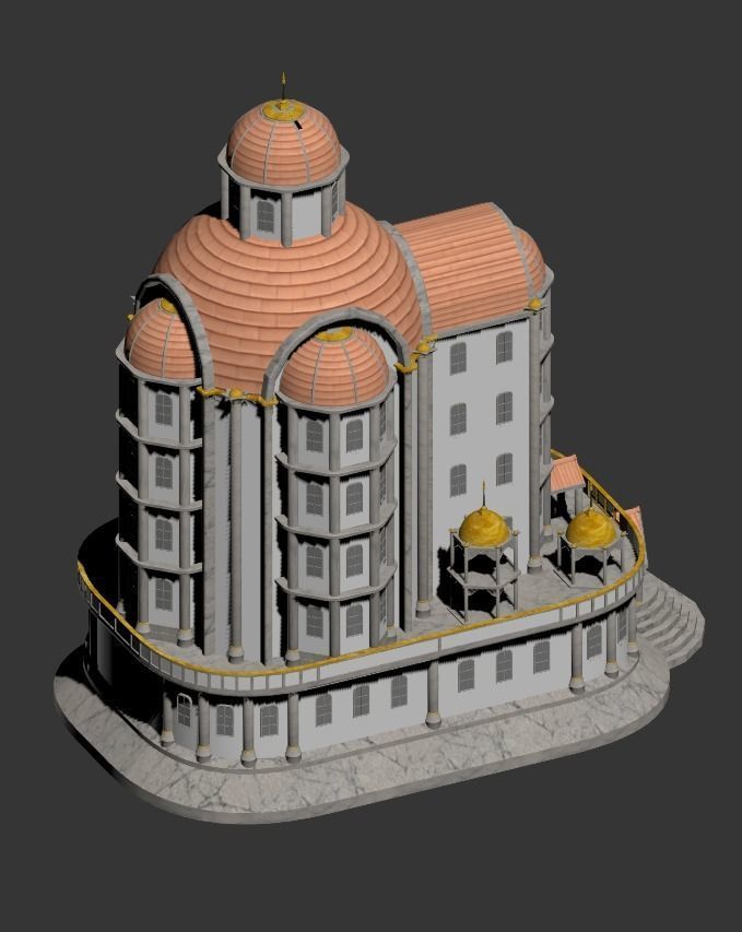 CASTLE building with dome on top 3D model_4