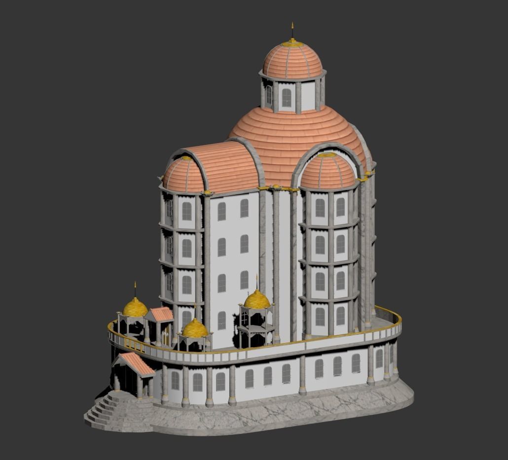 CASTLE building with dome on top 3D model_2