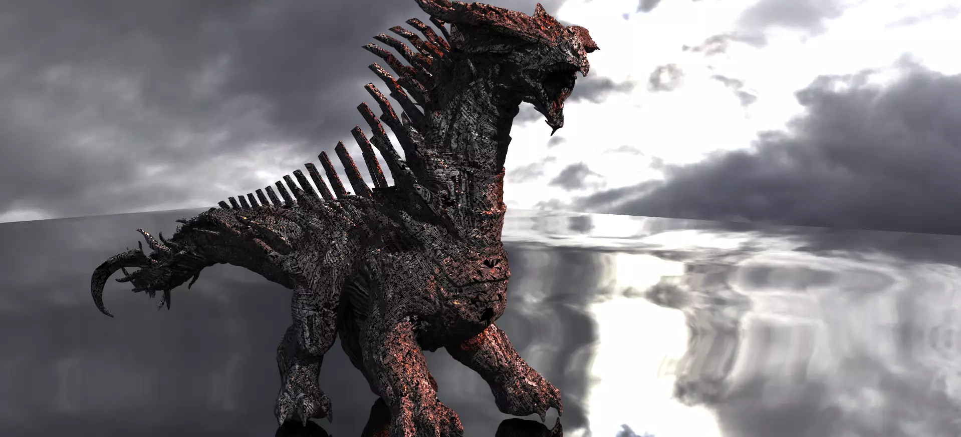 Cyborg Lizard dragon With Cyborg Tiled Textures 3D model
